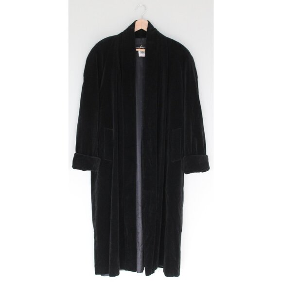Vintage JS Collections Black Velvet Whimsigoth Opera Coat Duster, Size L Large - Picture 1 of 10
